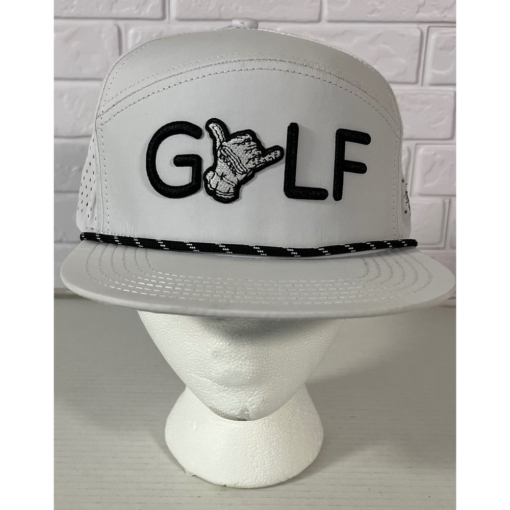 Sunday Swagger Golf Hat Mens OSFA Gray Perforated Rope Snapback Cap